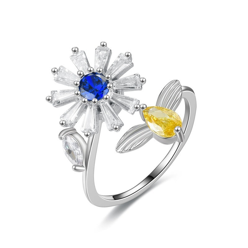 Turnable Rings Eyes Flowers Anxiety Rings For Women Fidget Spinner Ring Jewelry Ooho