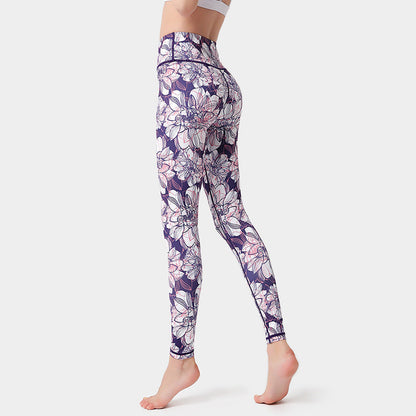 Fashion Floral Print Leggings for Women – High Waist Hip Lifting Yoga Pants, Running & Fitness Sports Trousers Ooho