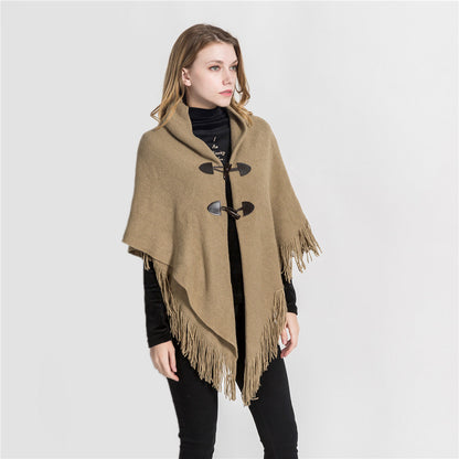 Winter Women's Loose Knitted Kimono Cardigan – Sleeveless Hooded Poncho Shawl Sweater Ooho