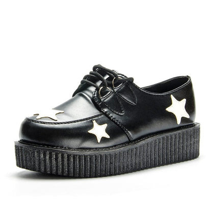 Fujin Brand Star Leather autumn Creepers loafers plus size 35-41 women Shoes ladies platform shoes Women Flats Female Ooho