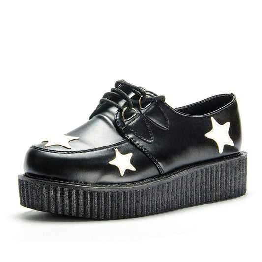 Fujin Brand Star Leather autumn Creepers loafers plus size 35-41 women Shoes ladies platform shoes Women Flats Female Ooho