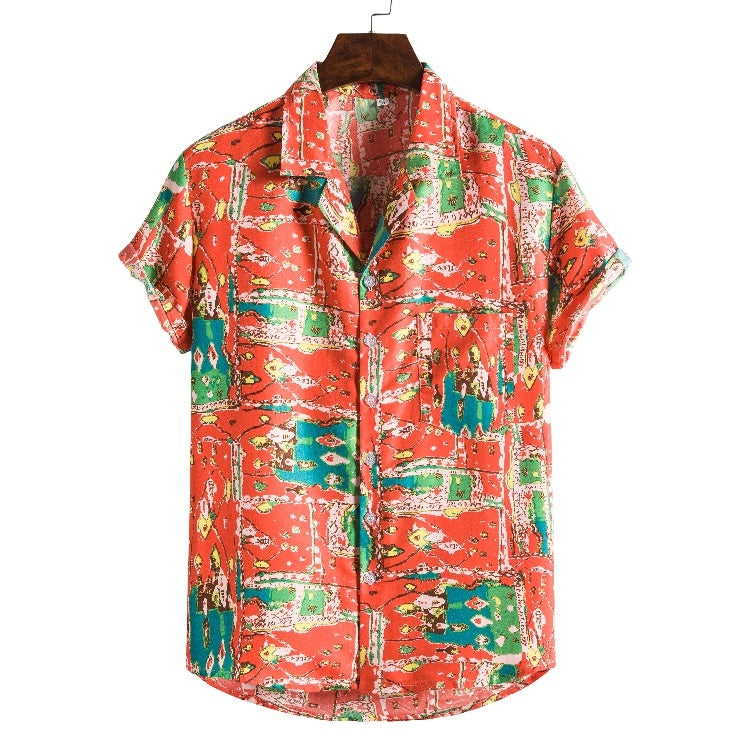 Men Short sleeved beach shirts men New printed T shirt Ooho