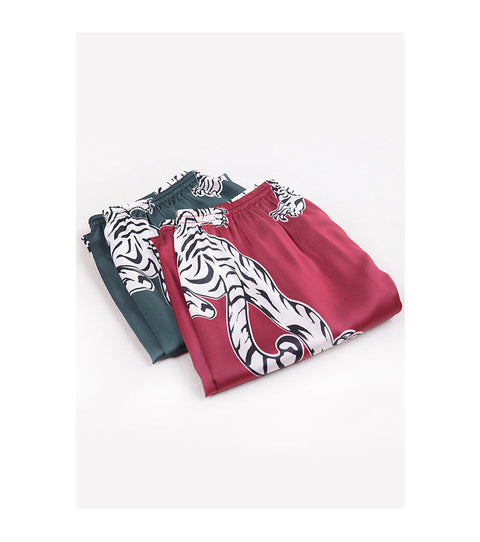 Men sleepwear Bottoms Silk Pajamas Print Long Sleep Pants Ooho