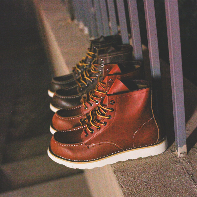 Retro Mark Head Work Boots Casual Martin Men Ooho