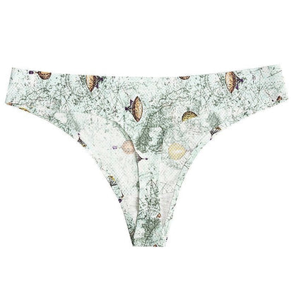 Printed Breathable One Piece Low Waist Thong Women Ooho