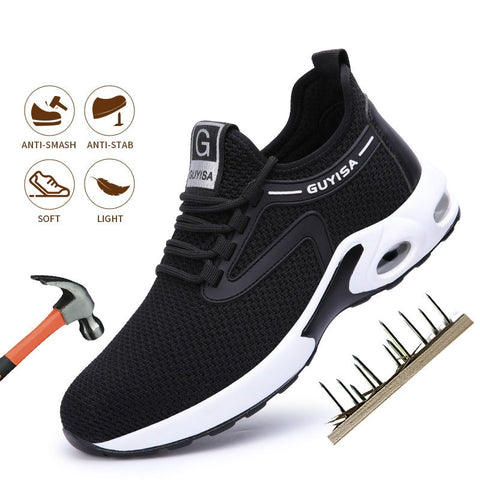 Black Sneakers Men Work Safety Shoes Lightweight Breathable For Gym Travel Work Casual Tennis Running Shoes Ooho