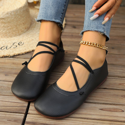 Fashion Square Toe Flats Shoes Shallow Slip-on  Loafers Casual Cozy Shoes