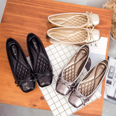 Square Toe Metallic Color Ballet Shoes Ooho