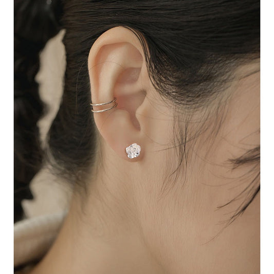 Silver Stud Earrings For Women Camellia Design Earrings Ooho