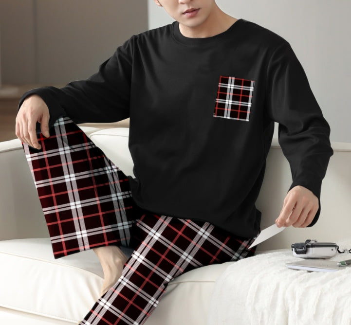 Ice Silk Long Sleeve Long Pants Men's Pajama Set Ooho