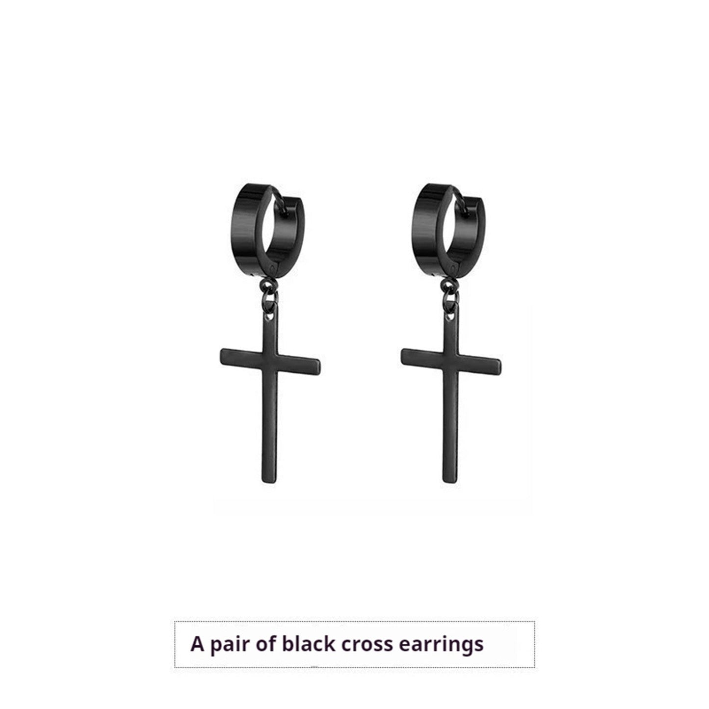 Cross Stud Earrings Male European Hip Hop Ooho