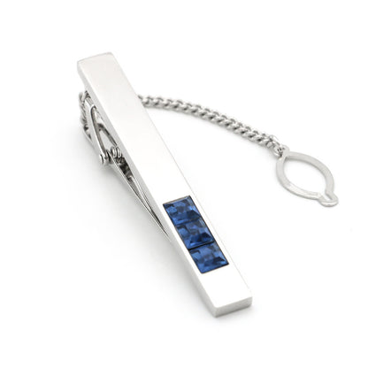 Pure Copper Metal Double Plating Red Crystal Blue Crystal Tie Clip