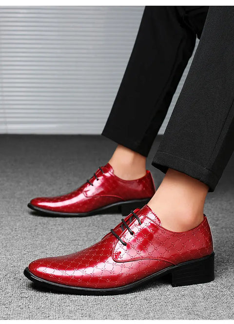 Men's PU Leather Pointed Formal High Heels Ooho 
