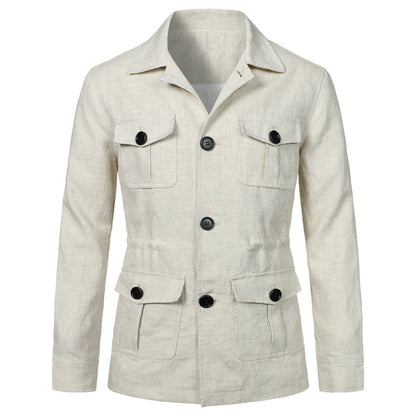 Lapel Multi-pocket Workwear Jacket Men Ooho