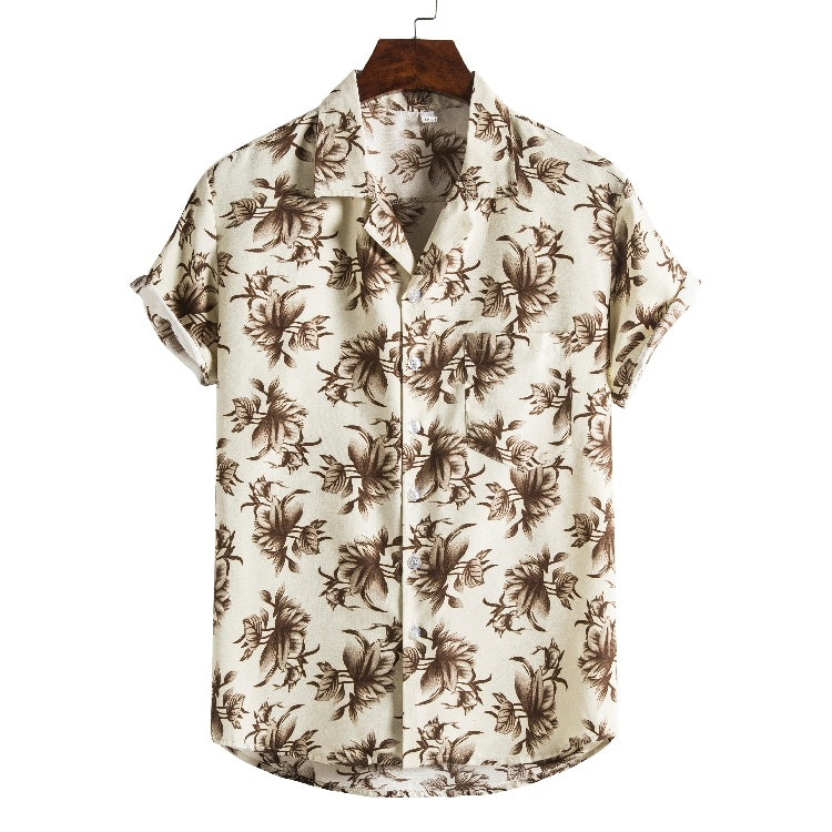 Men Short sleeved beach shirts men New printed T shirt Ooho
