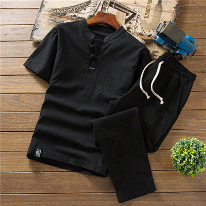 T-shirt Casual Trousers Two-piece Suit For Men Ooho