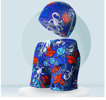 Children's Swimming Trunks Beach Vacation With Swimming Cap Suit Ooho