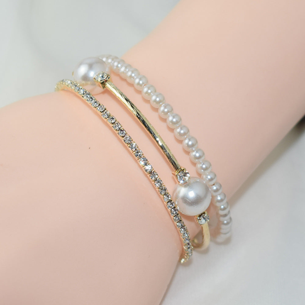 Simple Pearl Rhinestone Bracelet For Women Ooho