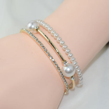 Simple Pearl Rhinestone Bracelet For Women Ooho