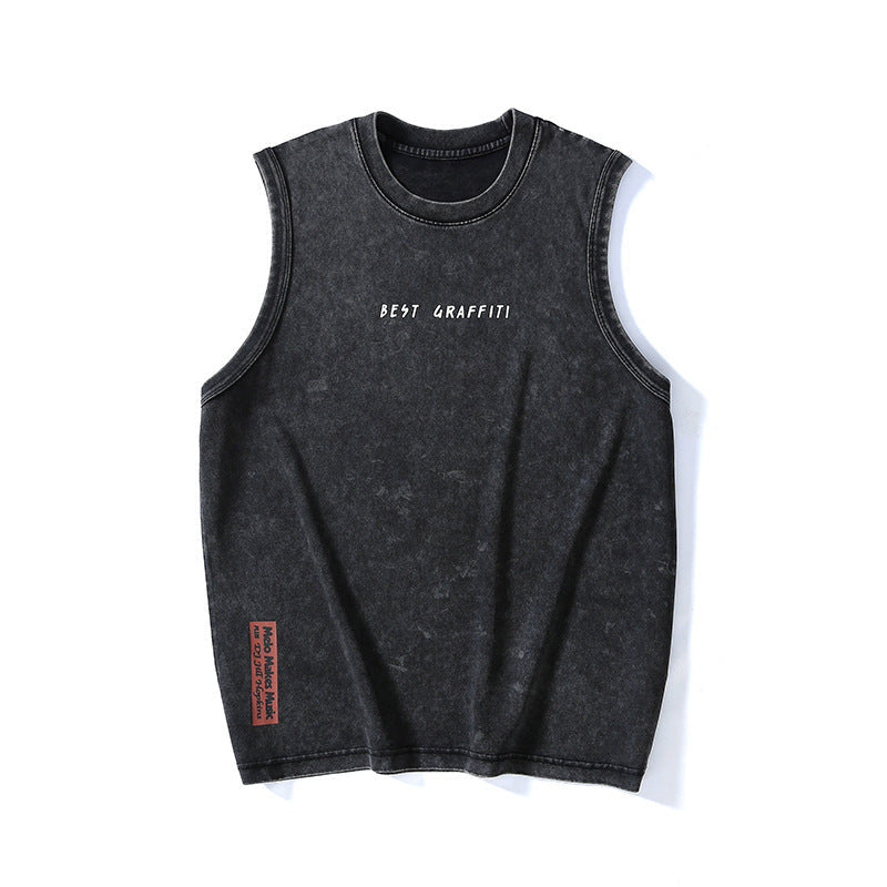 Summer Retro Washed Cotton Tank Top Vest For Men Ooho