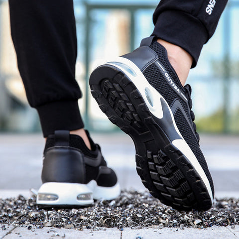 Black Sneakers Men Work Safety Shoes Lightweight Breathable For Gym Travel Work Casual Tennis Running Shoes Ooho