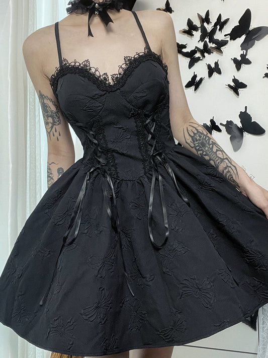 Rose Dark Jacquard Slip Dress for Women | Elegant Floral Textured Midi Dress Ooho