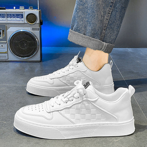 Casual Lace-up Sneakers Men Fashion Breathable Plaid Flats Shoes Ooho
