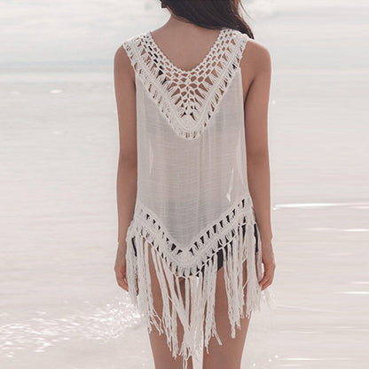 Sexy Cover Up Summer Beach Wear Tassel Bathing Suit Pareo Swimsuit Bikini Sunscreen One Piece Robe Beach Tunic Swimwear Ooho