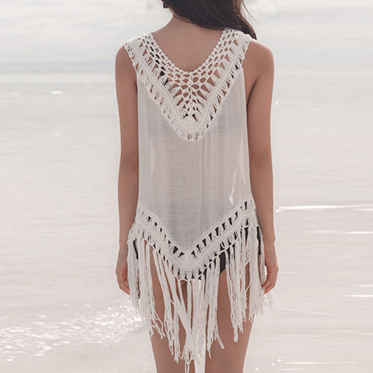 Sexy Cover Up Summer Beach Wear Tassel Bathing Suit Pareo Swimsuit Bikini Sunscreen One Piece Robe Beach Tunic Swimwear Ooho