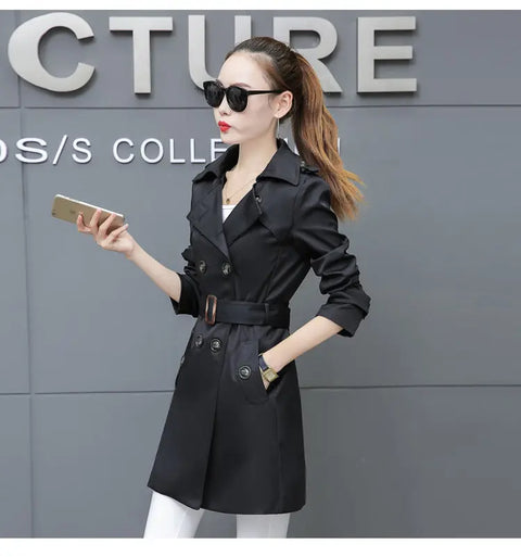 Slim Women’s Plus Size Mid-Length Trench Coat – Stylish & Comfortable Outerwear Ooho