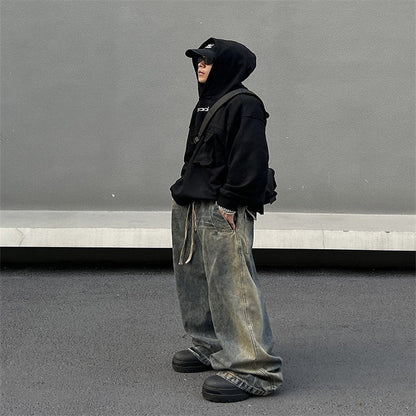 Retro Washed Gradient Jeans For Men Ooho