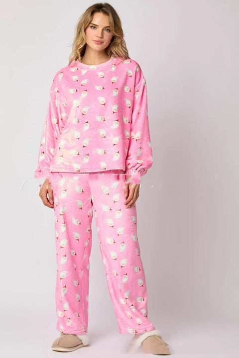 2024 Casual Flannel Pajama Sets For Women 2 Piece Cute Long Sleeve Matching Lounge Shirts Sets Santa Claus Pajamas Homewear Ooho
