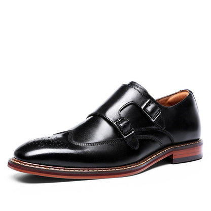 New First Layer Cowhide Double Buckle Monk Shoes Ooho