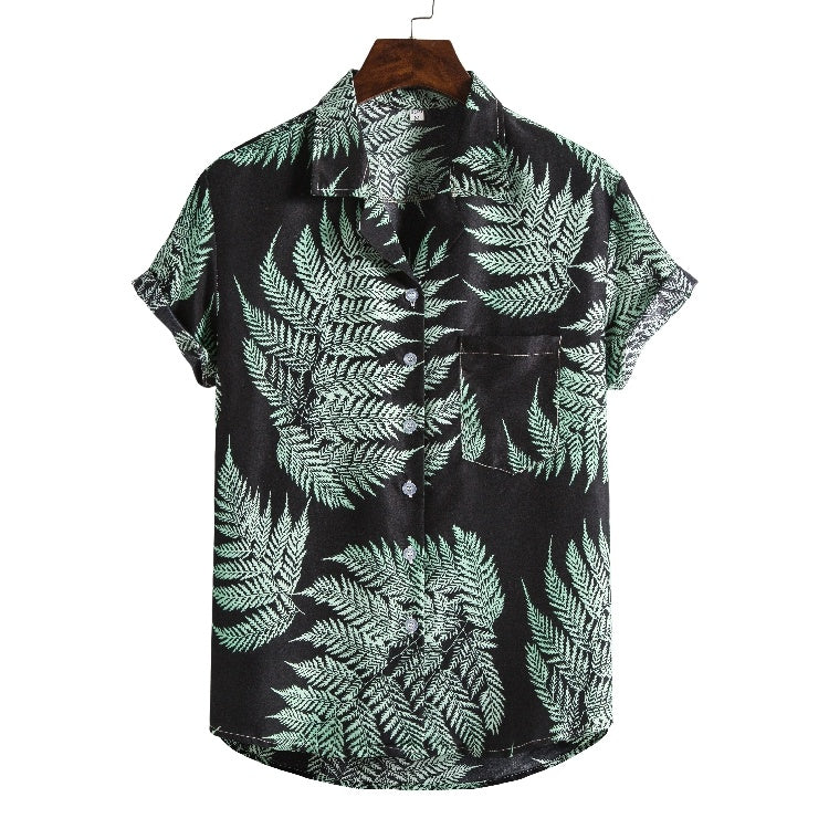 Men Short sleeved beach shirts men New printed T shirt Ooho