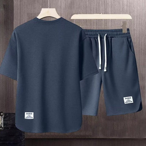 Short-sleeved T-shirt Summer Men Leisure Set Teenagers Student Sports Suit Junior High School Running Two-piece Suit Ooho