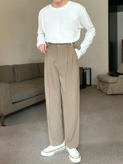 Non-iron Straight Suit Trousers Men Loose Casual Ooho