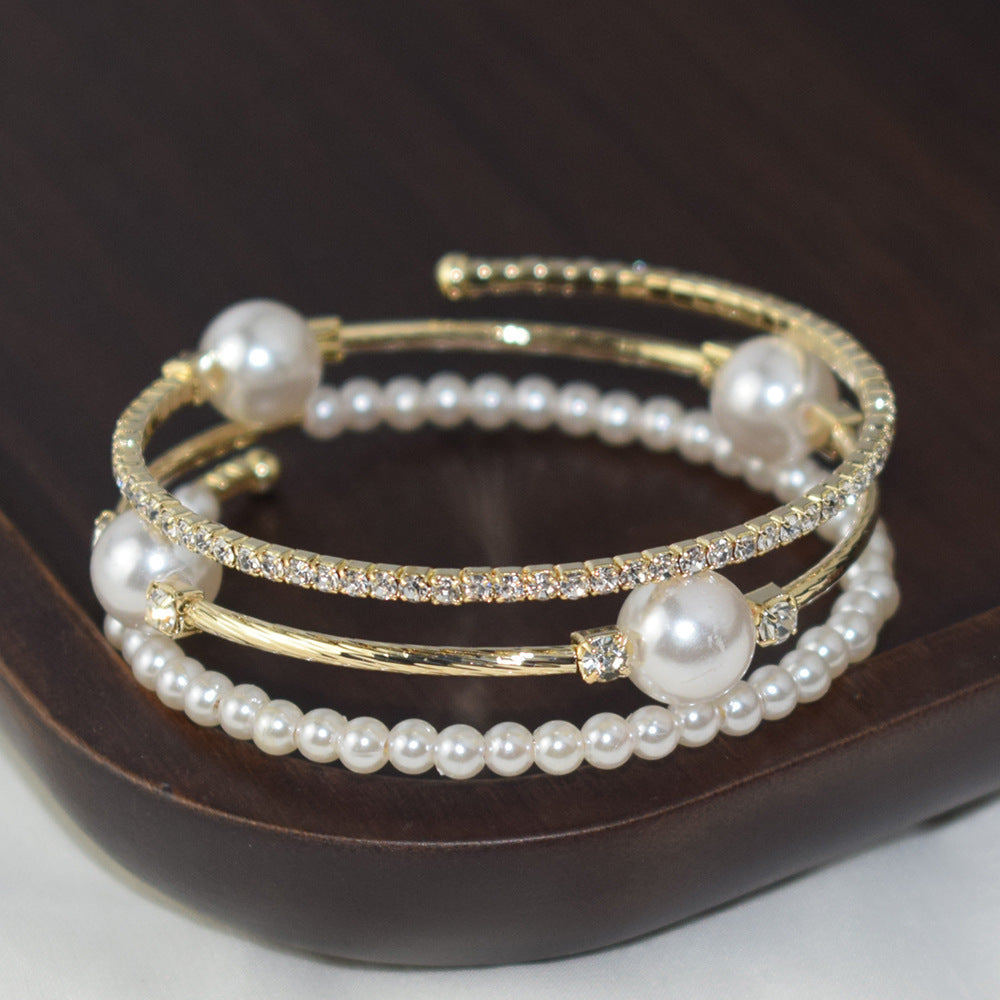Simple Pearl Rhinestone Bracelet For Women Ooho