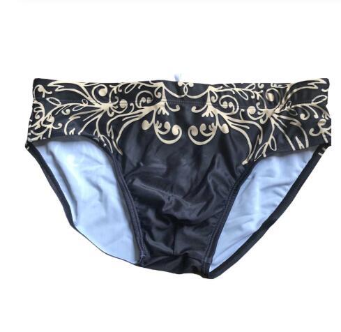 Men Short Swim Briefs Vintage Gold Foil Printed Swimsuit Ooho