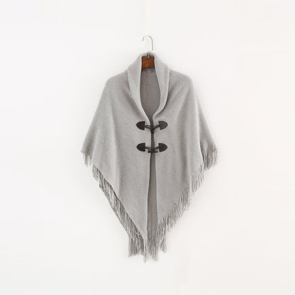 Winter Women's Loose Knitted Kimono Cardigan – Sleeveless Hooded Poncho Shawl Sweater Ooho