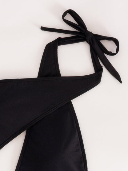 Cross Strap New Solid Color One-piece Swimsuit For Women Ooho