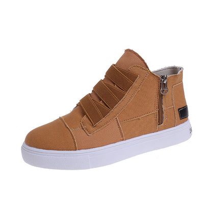 Canvas Flat Shoes Women Side Zipper Walking Sneakers Ooho