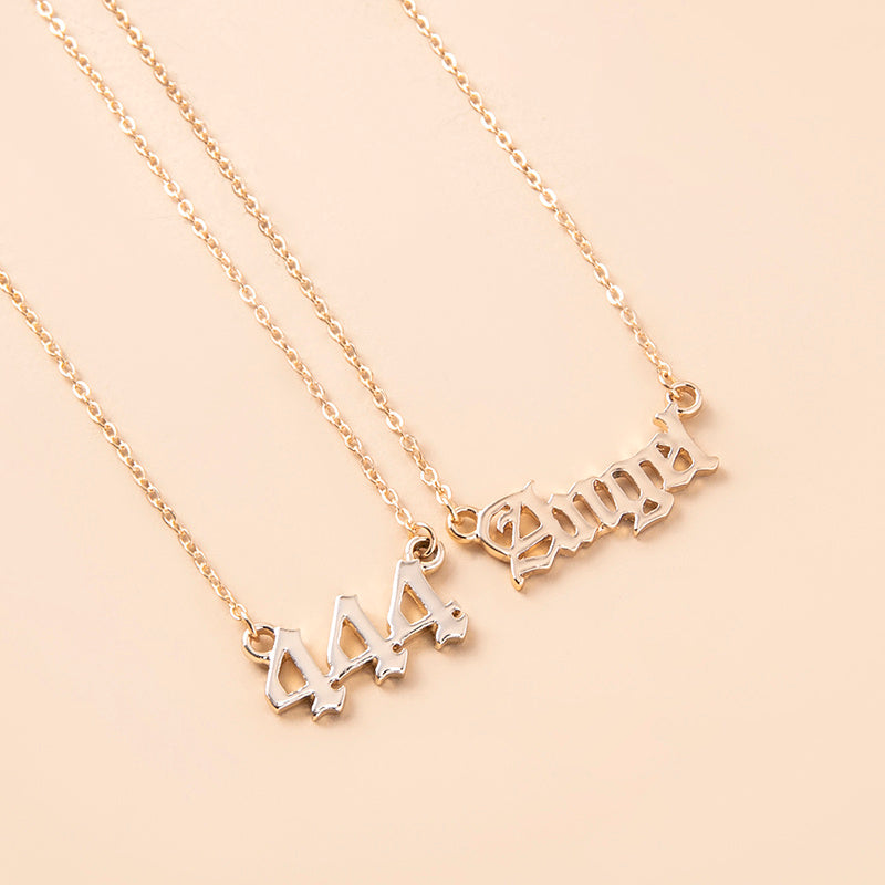 Gold Letter Angel Number 444 777 Multi-layer Chain Necklaces For Women Ooho