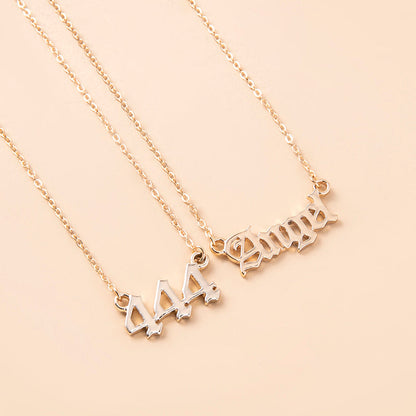 Gold Letter Angel Number 444 777 Multi-layer Chain Necklaces For Women Ooho