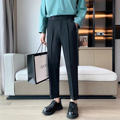 Draping Cropped Small Suit Pants Men Ooho