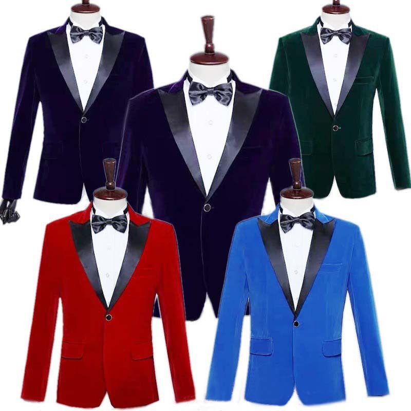 Men's Stage Performance Suit Velvet Jacket Ooho