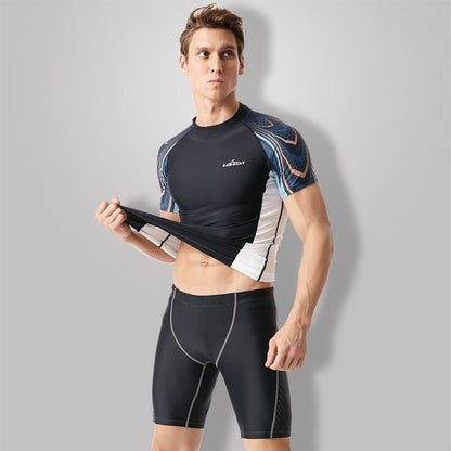 Lycra Men's Rashguard Swimming Suit Short Sleeve New Split Rash Guard Diving Suit Tight Qucik Dry Surfing Swimwear Ooho