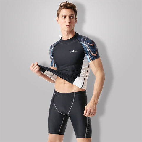 Lycra Men's Rashguard Swimming Suit Short Sleeve New Split Rash Guard Diving Suit Tight Qucik Dry Surfing Swimwear Ooho
