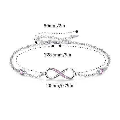 Sterling Silver Endless Love Symbol Anklet Charm Adjustable Chain Anklets For Women Ooho