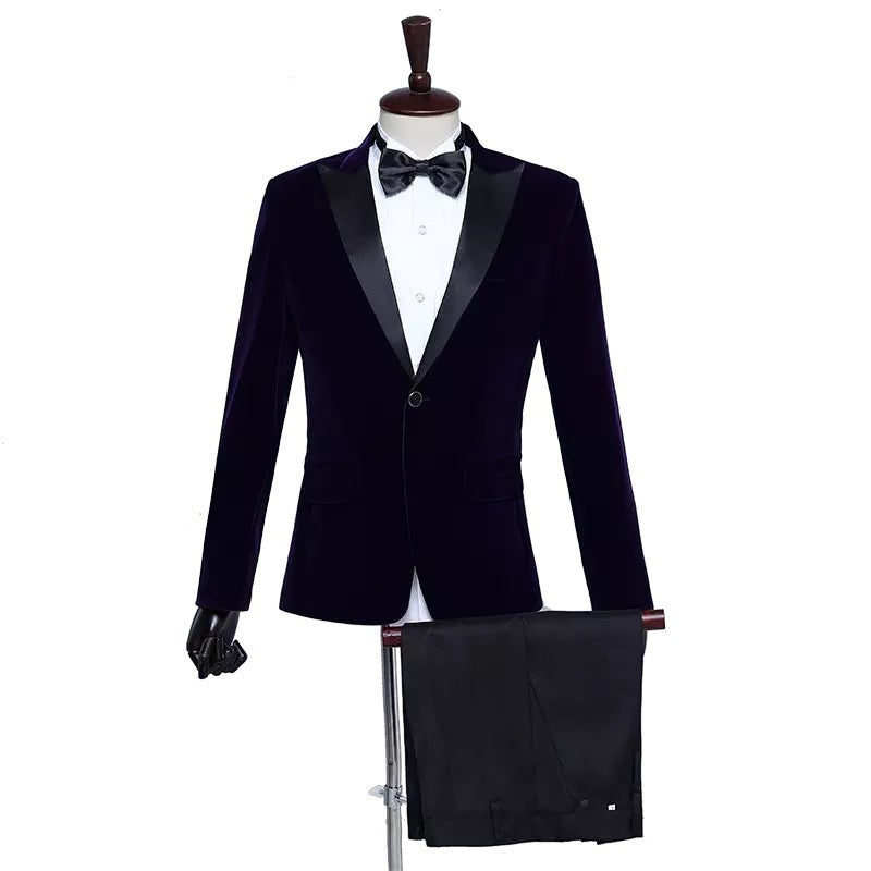 Men's Stage Performance Suit Velvet Jacket Ooho
