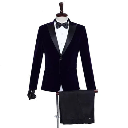 Men's Stage Performance Suit Velvet Jacket Ooho